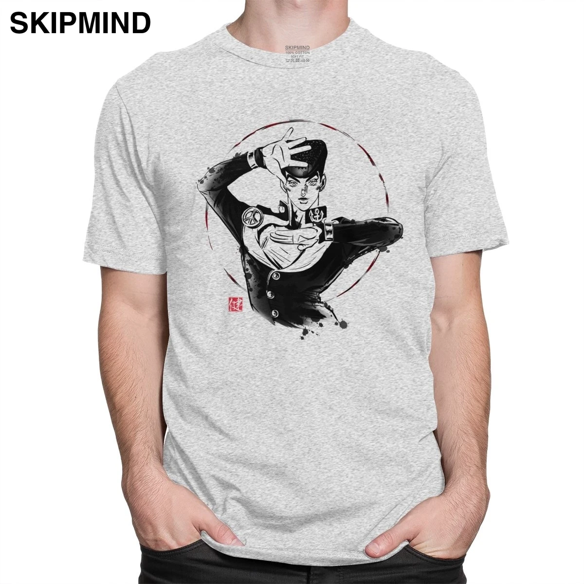 Jojo Bizarre Adventure Tshirts Men Soft Cotton Manga T-shirt Short Sleeve Anime Josuke Higashikata Tee Top Fitted Clothing Merch | Мужская