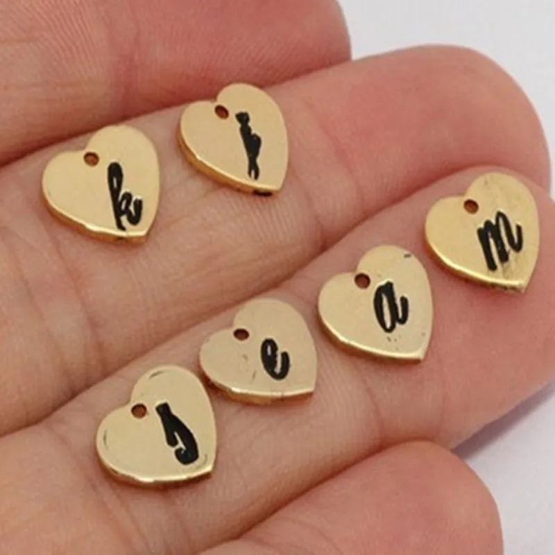 1 шт. звено сердечко необработанная латунь позолоченная буква 24k (без никеля и