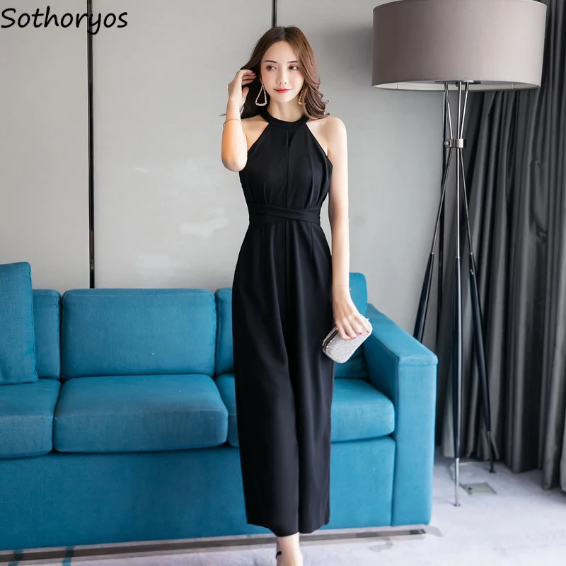 Женский офисный комбинезон без рукавов элегантный свободный Универсальный в