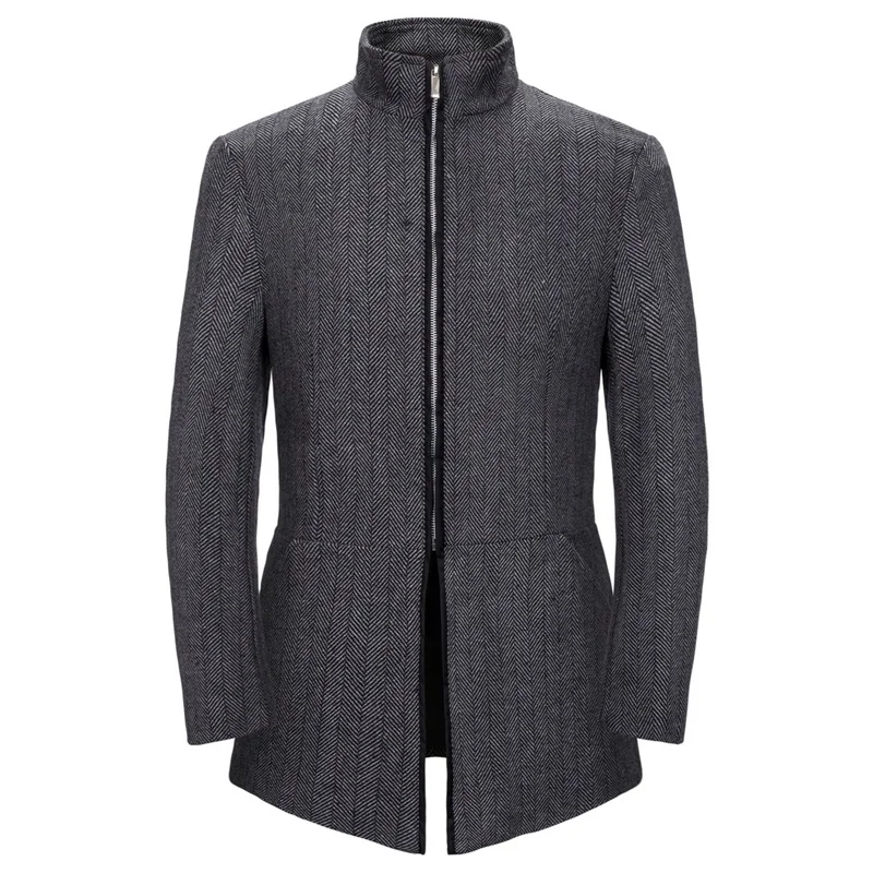 

Мужская одежда в британском стиле 2019, ветрозащитная мужская стильная шерстяная ветровка большого размера с воротником-стойкой, мужской Тре...