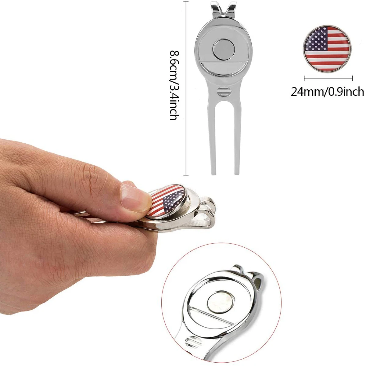 

Golf Divot Repair Tool, Premium Metal Golf Ball Maker Magnetic Golf Divot Tool