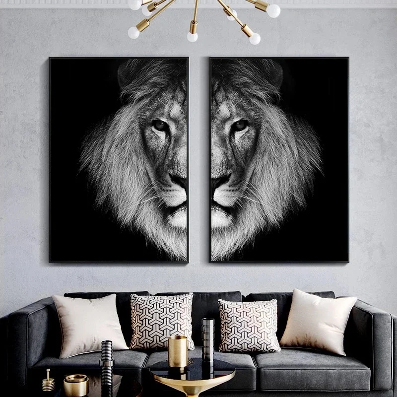 Лев и львица холст настенные картины Искусство Современная декоративная Плакаты