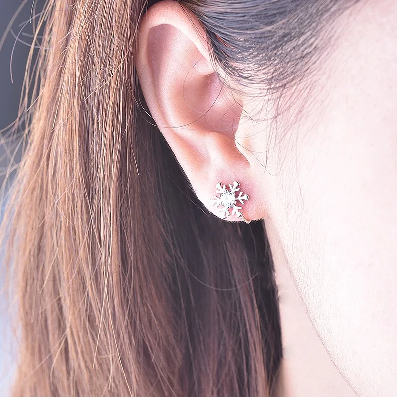 Серьги-клипсы в виде снежинки серебро 925 пробы | Украшения и аксессуары