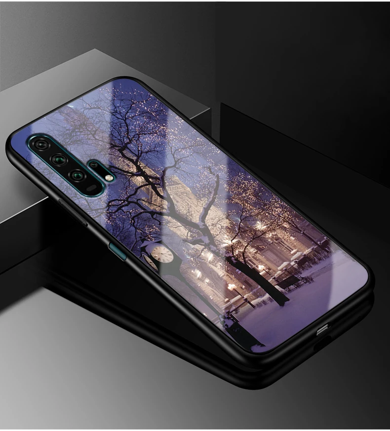 Для huawei Nova 5 T чехол Nova5T PC Пластиковый стеклянный чехол для телефона черный ТПУ бампер чехол для huawei Nova 5 T Nova 5 T чехол