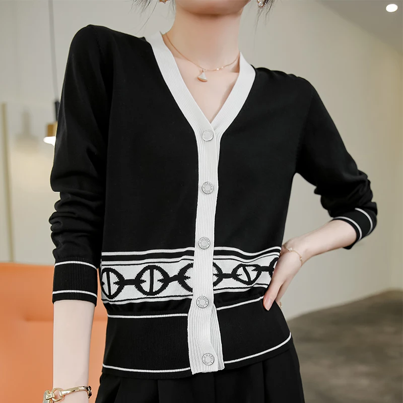 

New short sleeve v neck sweater coat women cultivate morality joker thin wool temperament show thin