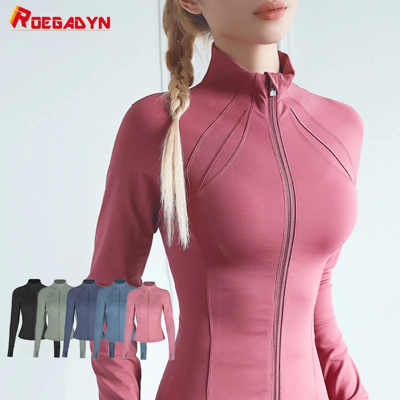 

ROEGADYN Tight Sportswear Women Set Skinny Sports Jackets For Women Yoga Shirts Zipper Winter Sports Jacket For Running Gym