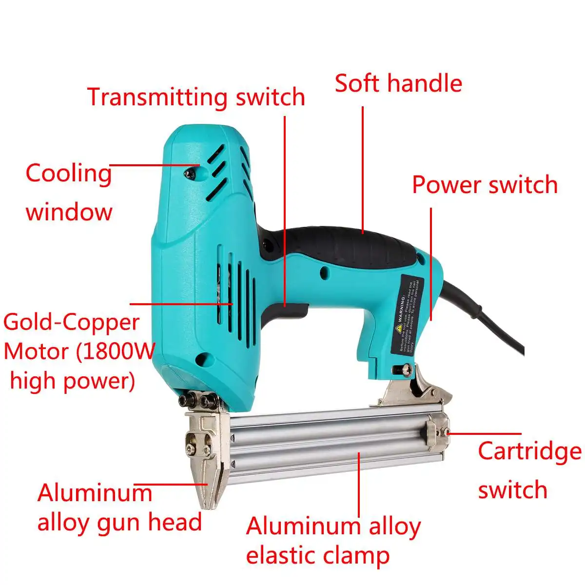 

220V 2000W Electric Straight Nail Gun 10-30mm High Power Heavy-Duty Woodworking Tool Electrical Staple Nail