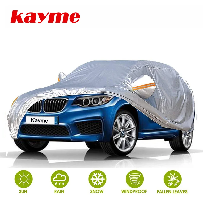 

2023 Kayme Car Cover for Automobiles Waterproof All Weather Sun Uv Rain Protection with Zipper Mirror Pocket Fit Sedan SUV