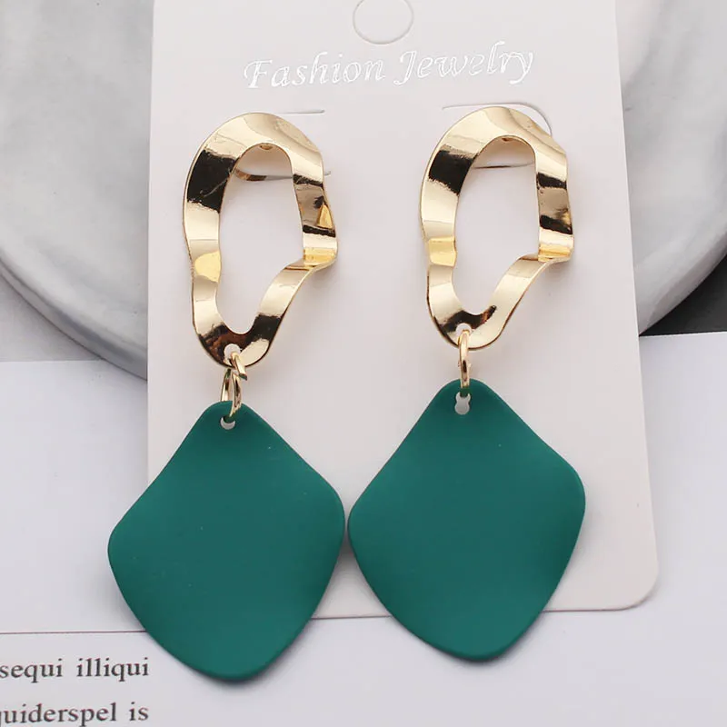 ES806 Green ES775 новые модные Подвесные серьги зеленые, белые, красные геометрические Висячие серьги для женщин панк металлическая Сережка Модная бижутерия элегантные - Окраска металла: ES806 Green