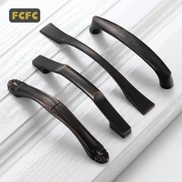 fcfc cabinet handles zinc alloy black bronze american style kitchen cupboard door pulls furniture handle drawer knobs hardware