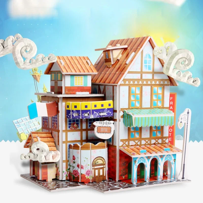 

Новые Бумажные 3D пазлы, игрушки для детей 1, 2, 3 лет, миниатюры, замок, сад, строительная модель ручной работы для детей, подарок