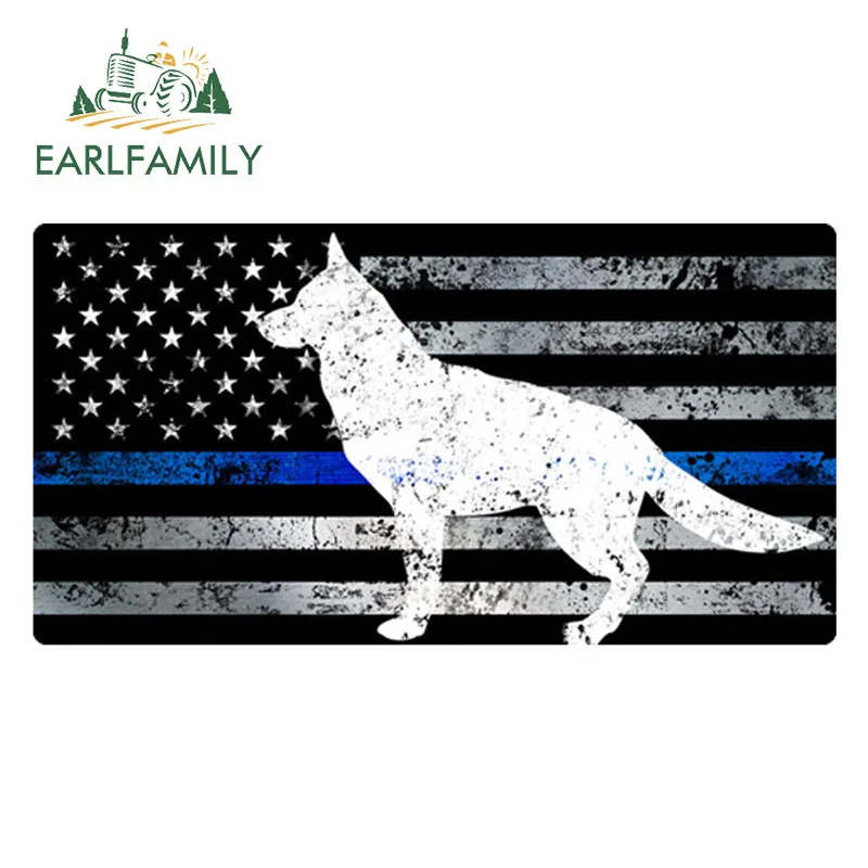 EARLFAMILY 13 см x 7 тонкие синие линии наклейки с изображением собаки виниловые на