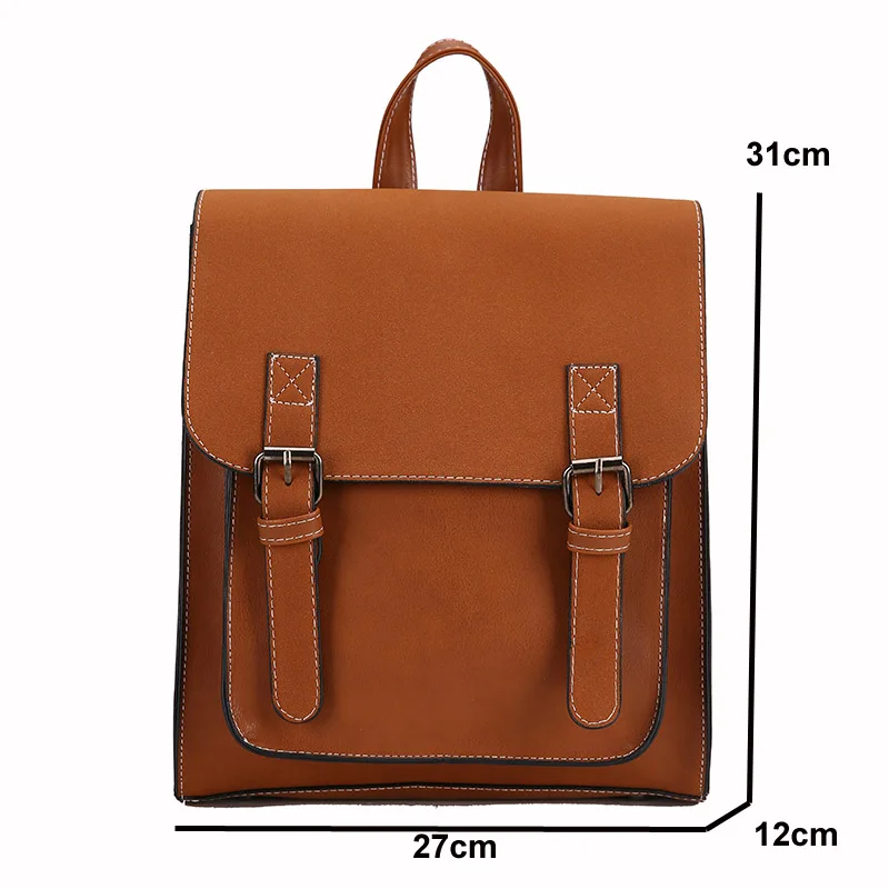 

Fashion 2 PCS/SET Leather Women Backpacks For Teenagers Female Back Pack Large Capacity Pu Travelling Bags Vintage School Bag