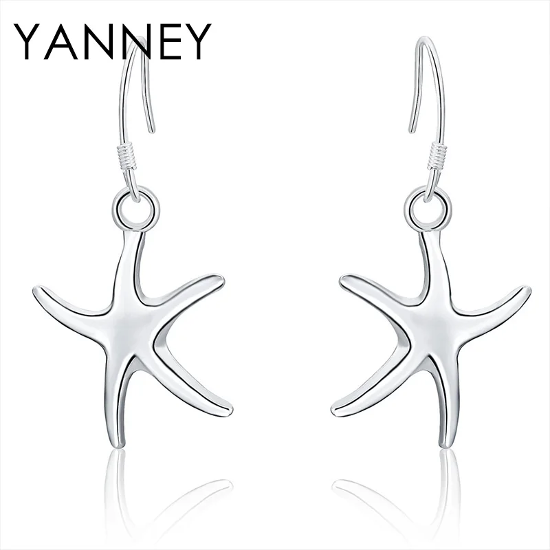 

YANNEY 925 Sterling Silver Personalized Starfish/Star Drop Earrings For Women Fashion Wedding Party Gift Jewelry