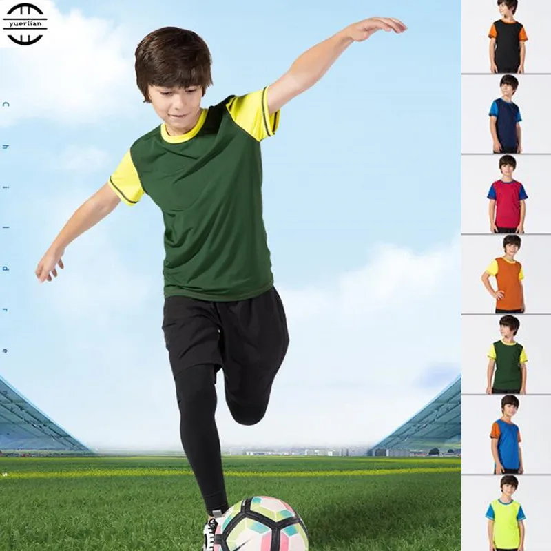 10pcs Children Wicking Quick-Dry T-Shirt, Boy Anti-Wrinkle GYM Running Football Short Sleeve Top, Boy Sport Fitness Loose Shirts