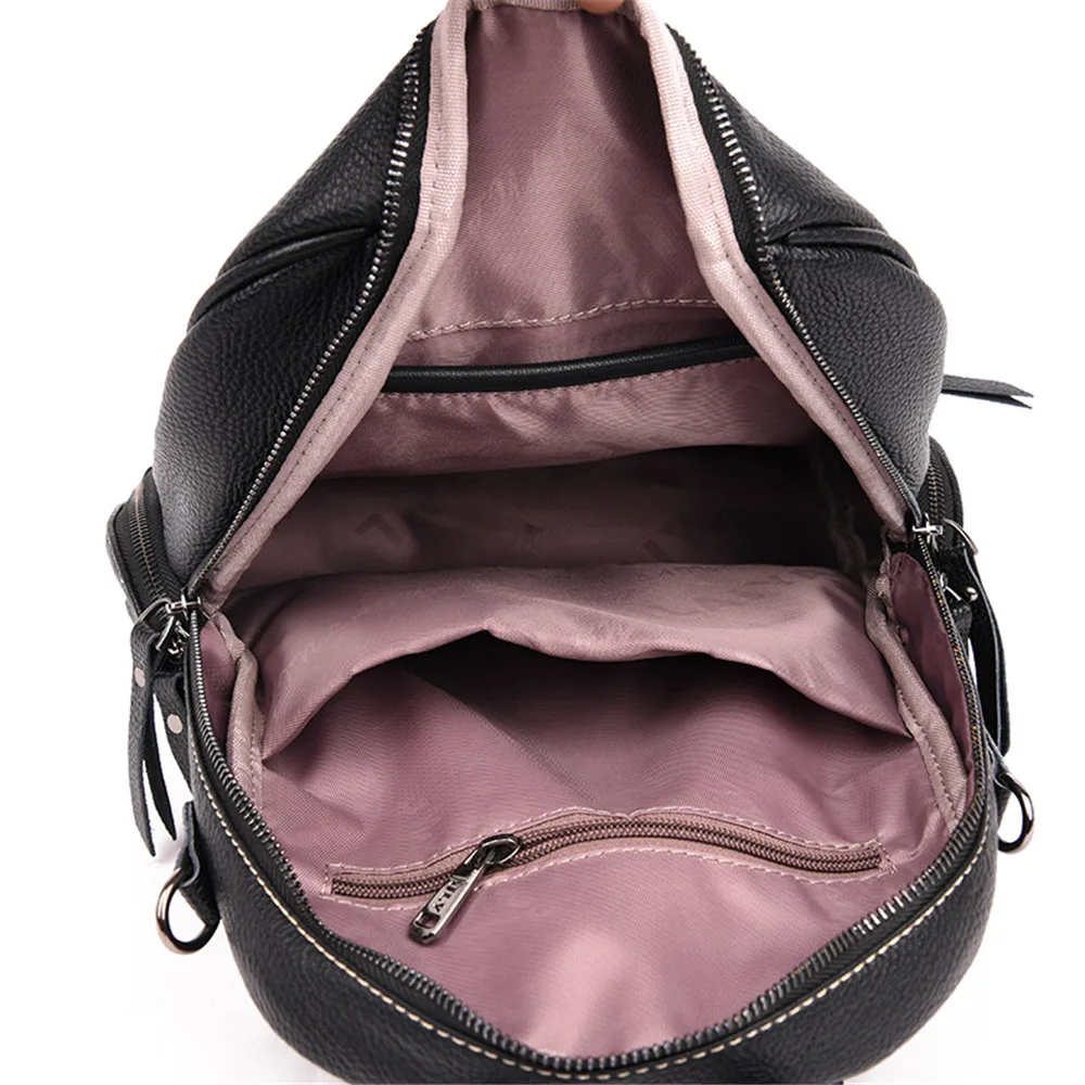 

Casual Thread Women Backpacks High Quality Soft Leather School Backpack For Teenager Girls Black Shoulder Travel Bags Mochila