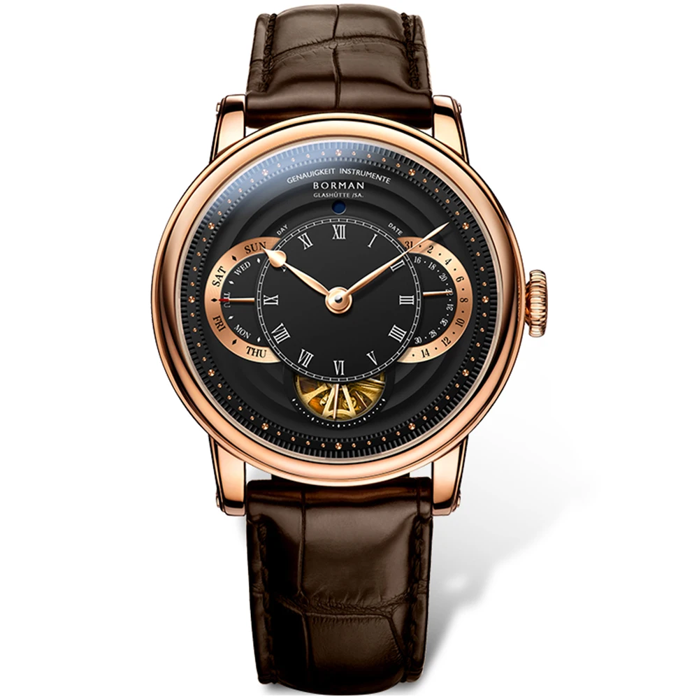 Часы наручные мужские автоматические роскошные деловые механические с кожаным