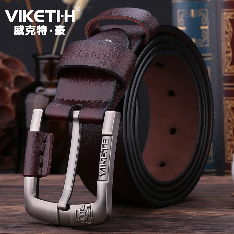 Ремень мужской из натуральной воловьей кожи однотонный пояс с простой пряжкой