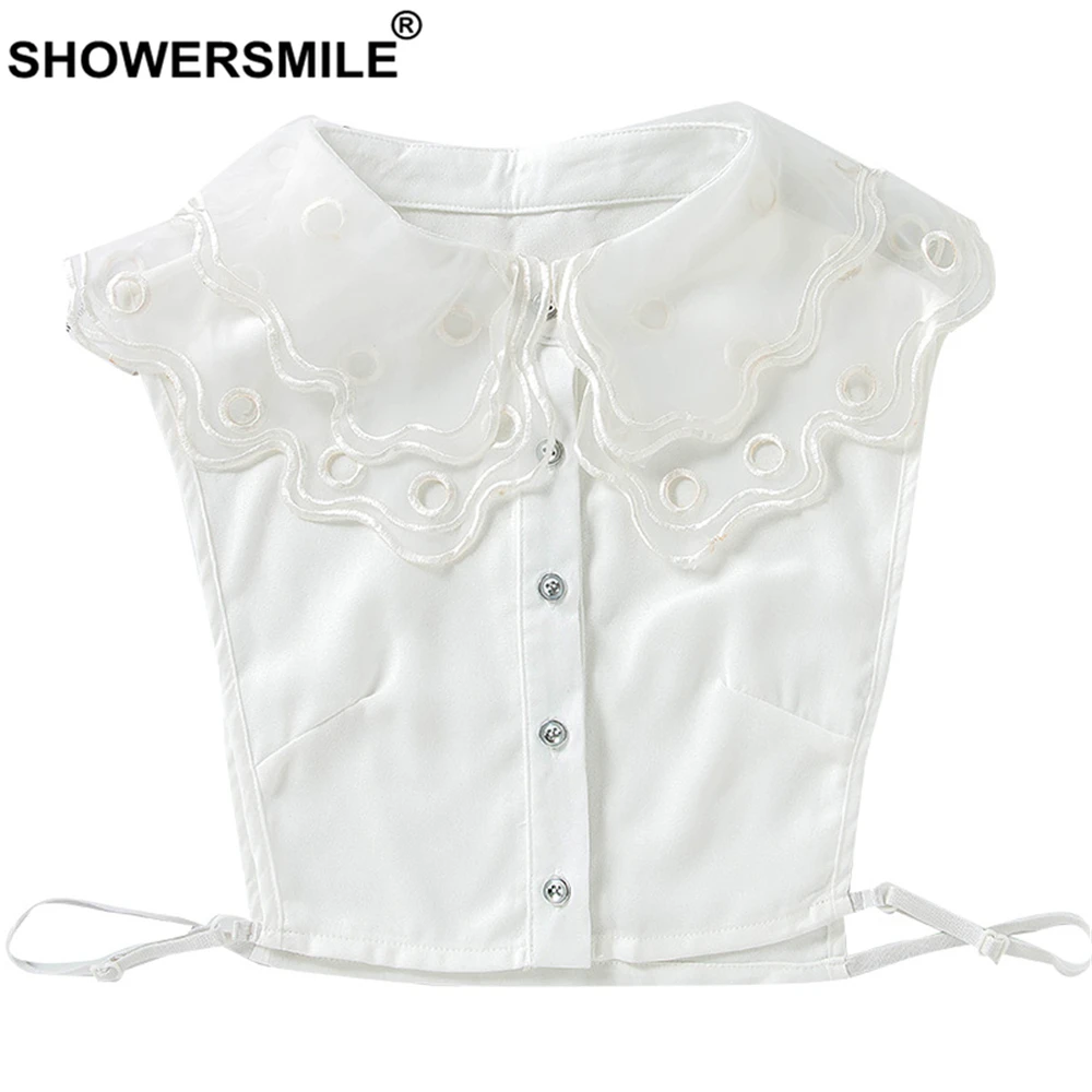 SHOWERSMILE черно-белый съемный воротник с вышивкой винтажные весенне-летние