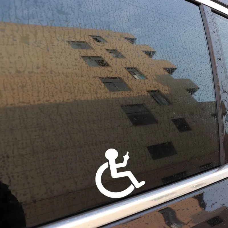 

Car Sticker Cartoon Wheelchair Fingers Up PVC Waterproof Sunscreen Decal Black/Silver 12.9cm * 13.2cm