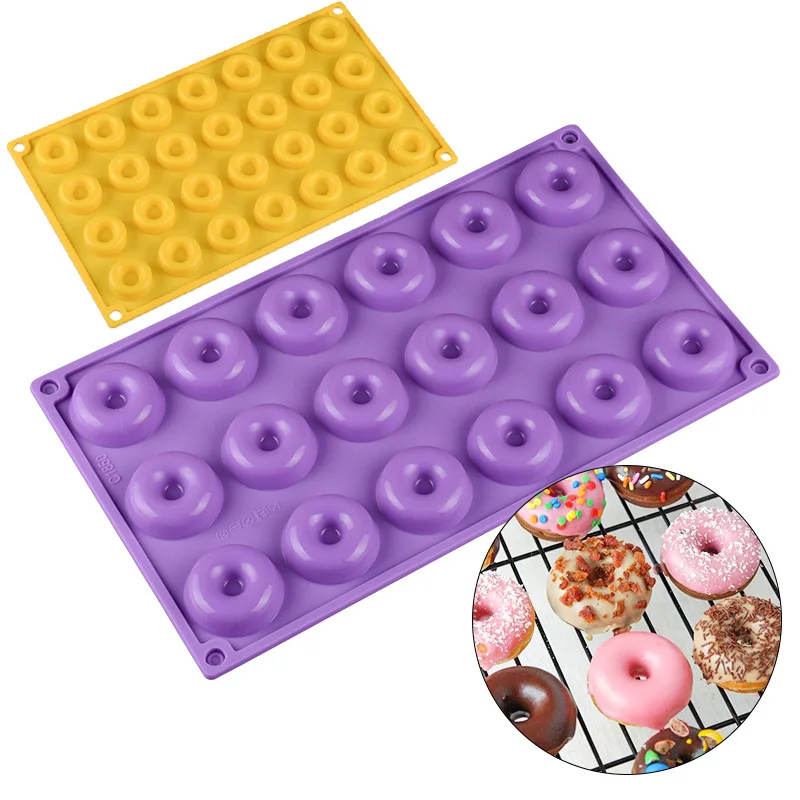 18 Cavity Silicone Donuts Mold Bakeware 24 Cells Mini Chocolate Biscuit Cake Baking Dessert Jelly Pastry Tools Color Random | Дом и сад