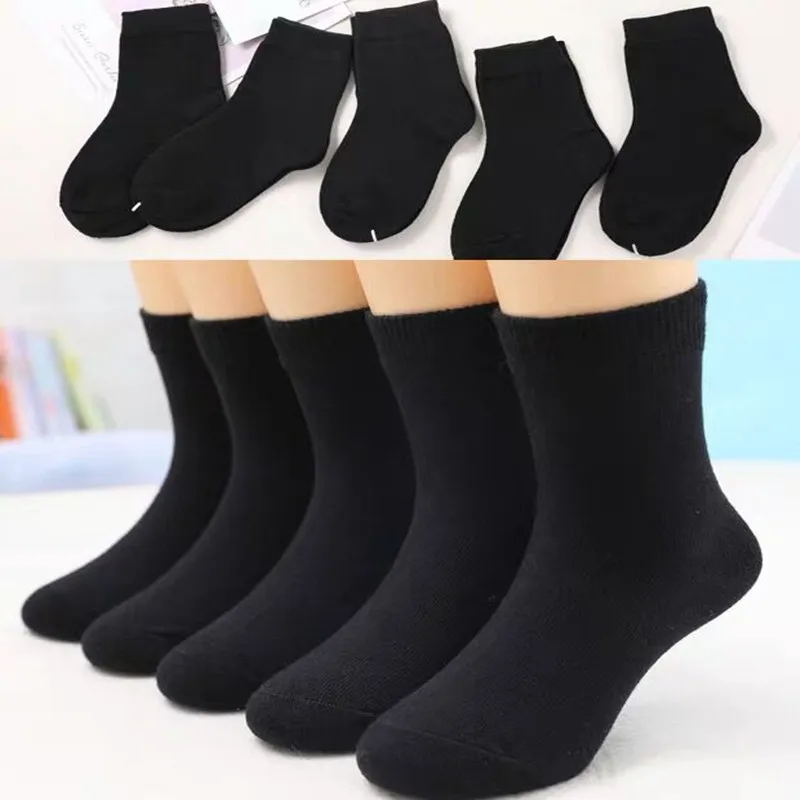 

5Pairs Kids Pure White Sock Baby Boy Girl Solid Breathable Cotton Sport