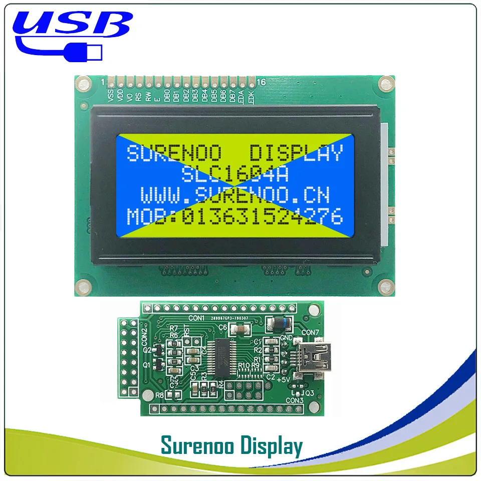 ЖК дисплей 2USB USB 164 16X4 1604 символьный модуль панель экрана подходящий Smartie & AIDA64 для