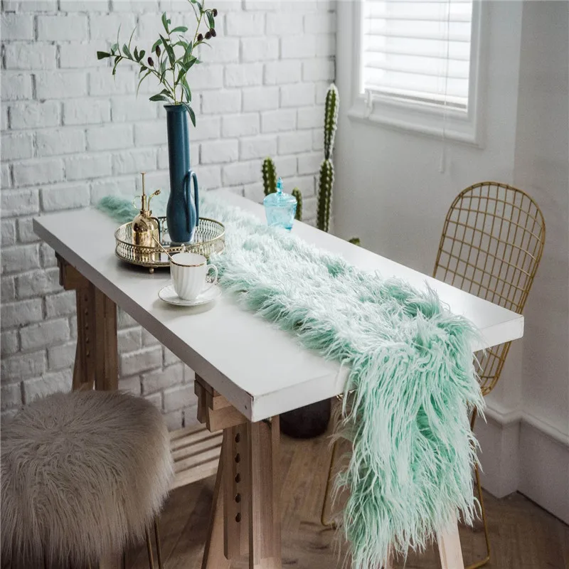 Настольная дорожка из искусственной шерсти с длинными волосами настольный флаг