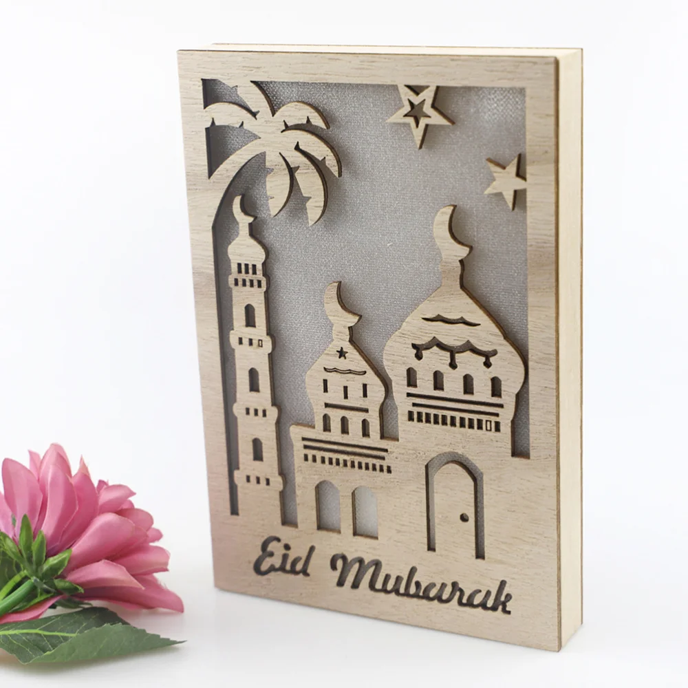 1 шт. ислам светодиодный светильник подвесной Декор деревянный ИД подвески для