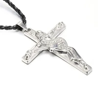 christian cross mens pendant necklace fashion hip hop rock guitar jesus necklace antique jewelry accessories