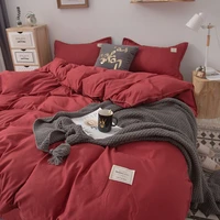 ins style soild color bedding set red black grid full size comforter bedding sets minimalist print simple bedding set