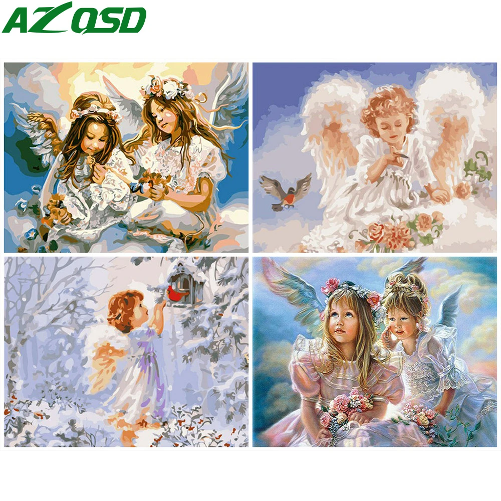 AZQSD Раскраска по номерам Ангел рисунок на холсте уникальная краска для подарков