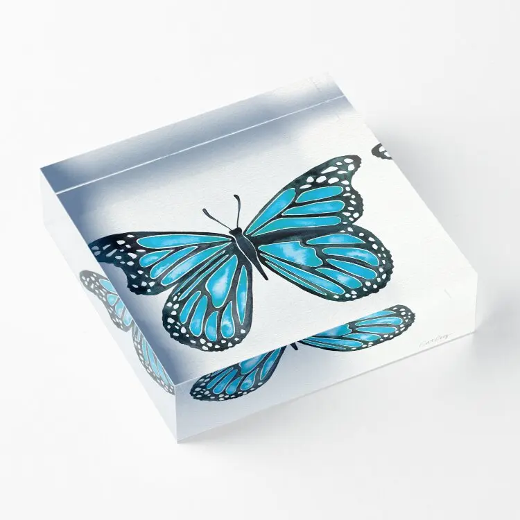 

Blue Morpho Butterfly Acrylic Block Wedding Board Funny Room Decoration Fashionable Cute Home Photos Bedroom Transparent Decor