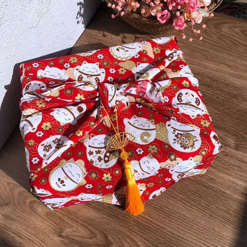 Furoshiki кошка красная для празднования свадьбы Новогодняя Подарочная коробка
