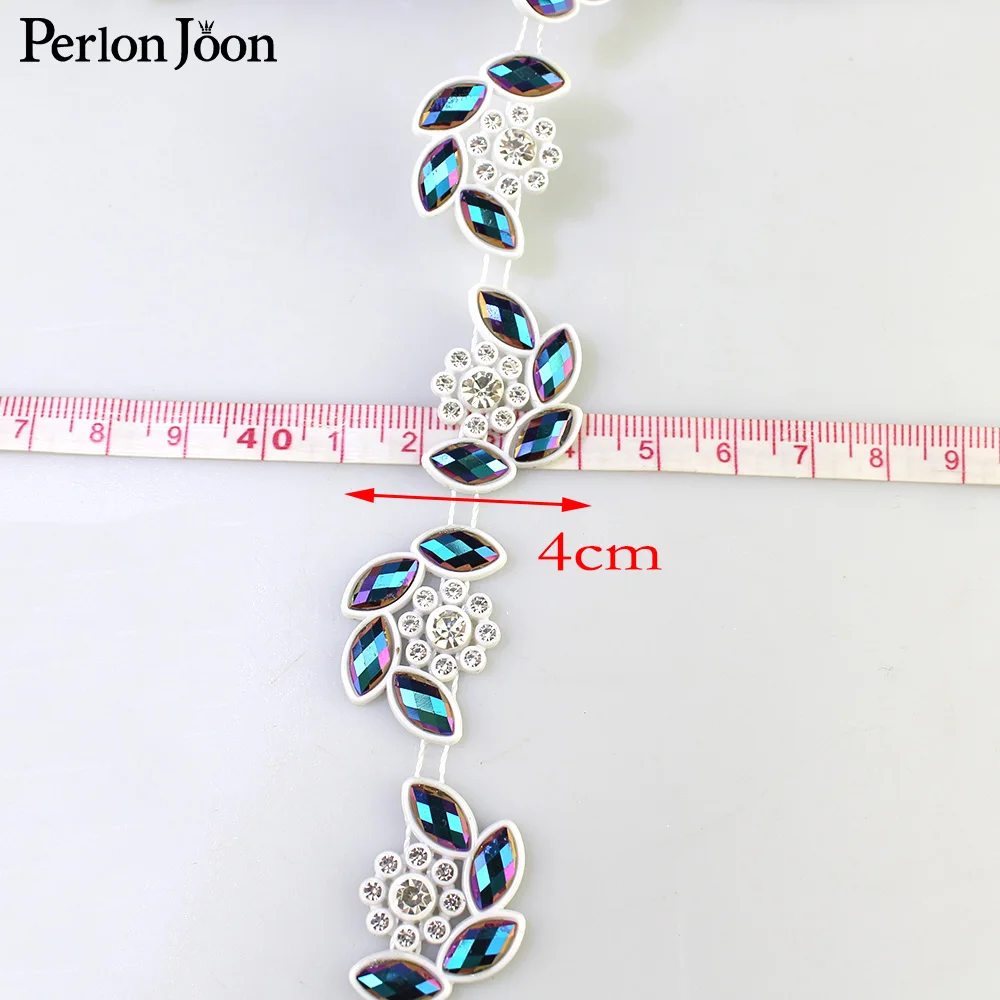 1 yard color resin leaf flower rhinestone trim decoration plastic chain DIY for home clothing shoes accessories NET14 | Дом и сад