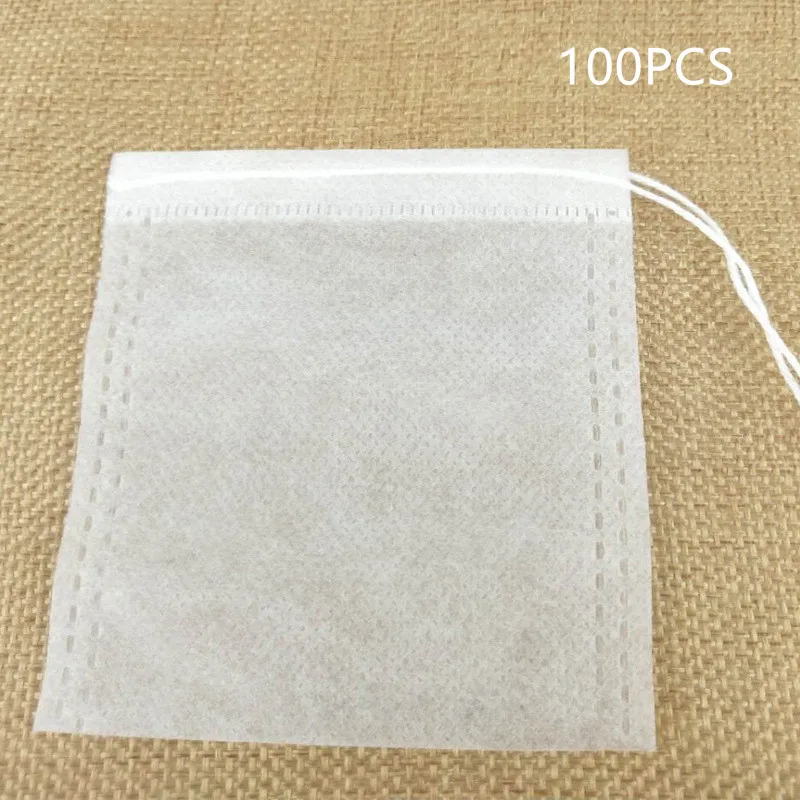 white 100 шт./лот, пакетик для чая, 5x7 см, пустой пакетик для чая с обработкой нитками, герметичный фильтр, бумажный, для китайской медицины, Свободный чай, одноразовый пакетик для чая - Цвет: white