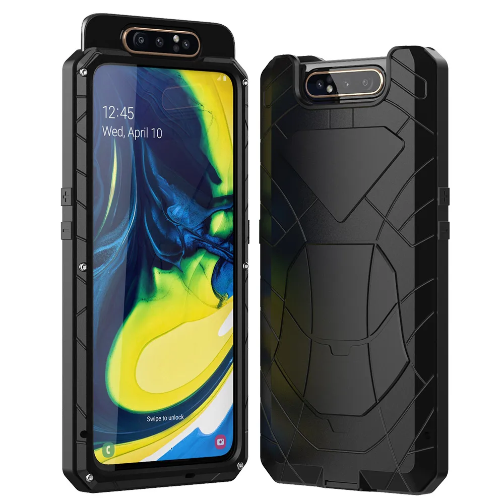 Для samsung Galaxy A80 твердый корпус для телефона Алюминиевый металлический корпус Закаленное стекло Защитная крышка для экрана сверхмощная Защитная крышка
