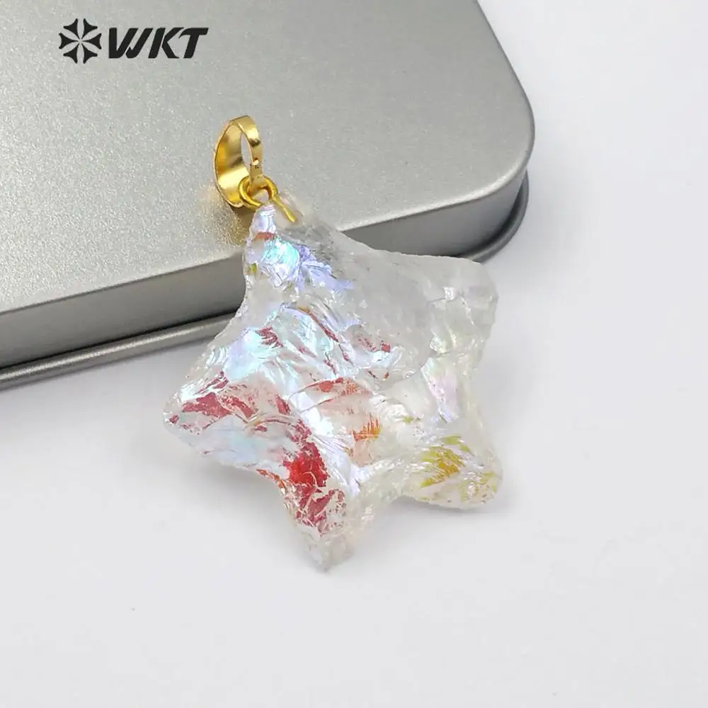 WT-P1453 натуральный синий Вену бирюзовый кулон прямоугольной формы драгоценные камни с золотым покрытием женская подвеска на цепочке кулон ювелирные изделия