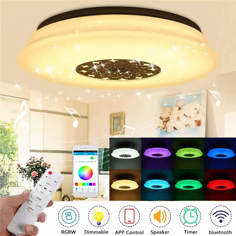 Светодиодный музыкальный потолочный светильник 120 Вт RGB bluetooth динамик лампа для