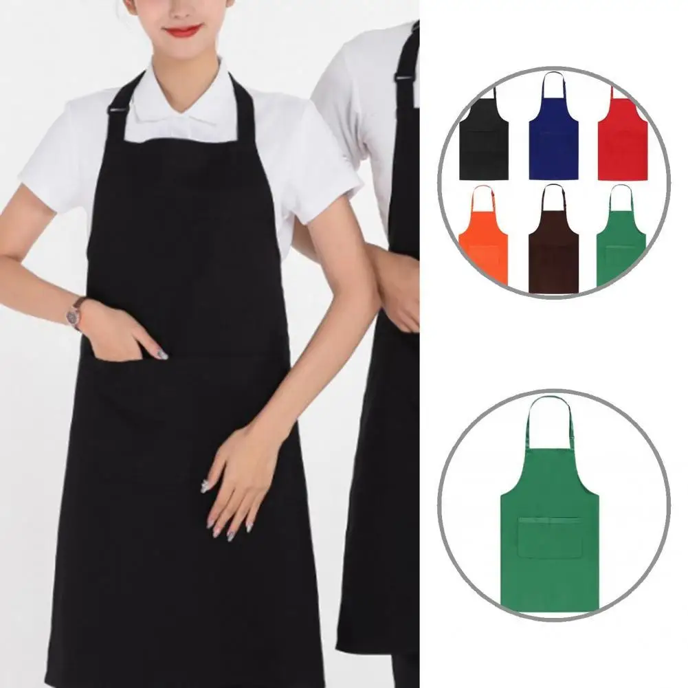 

Simple Useful Professional Chef Apron Polyester Cotton Cooking Apron Fadeless for Canteen