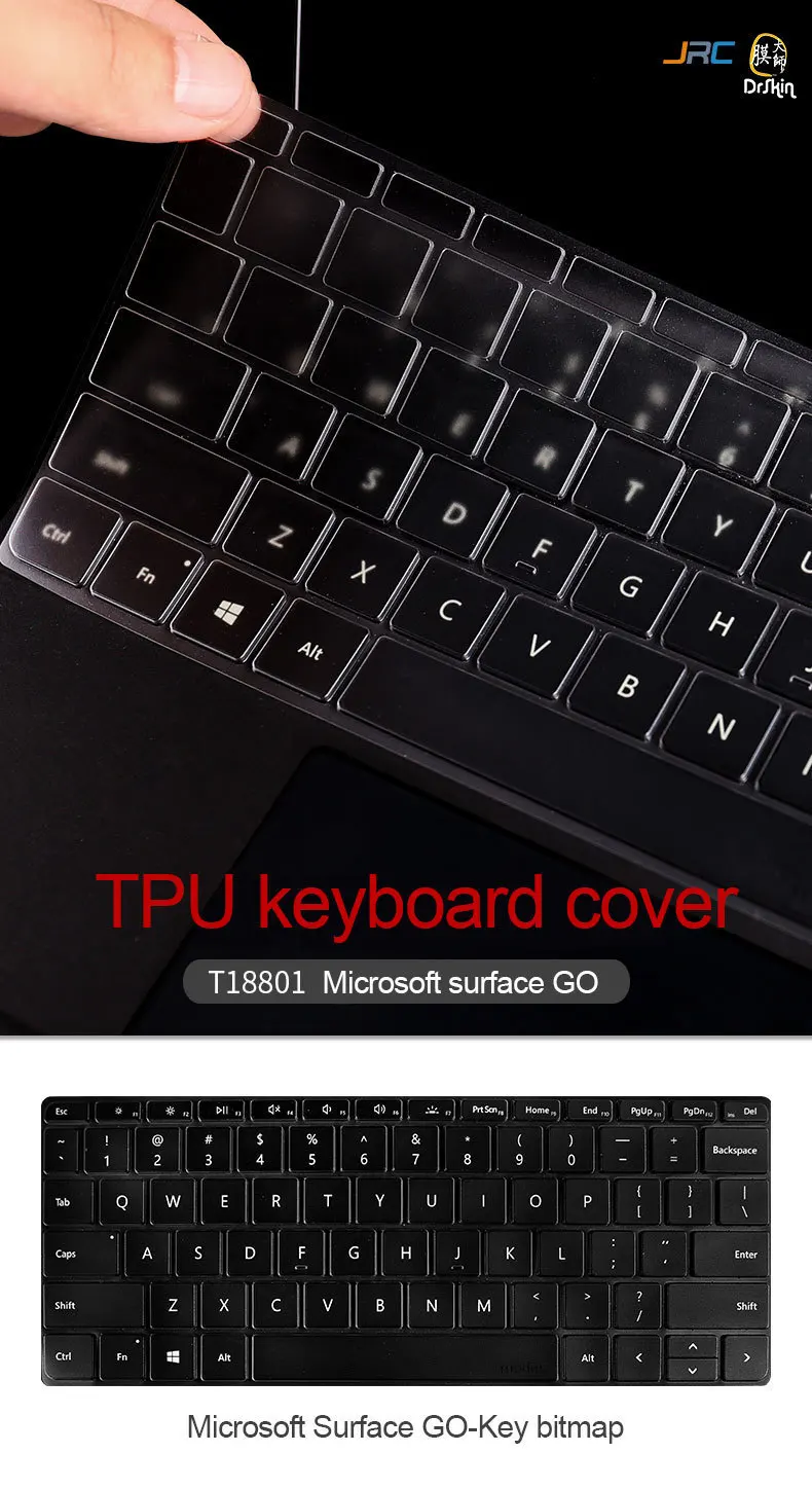 Ультра-тонкий ТПУ чехол из закаленного стекла для microsoft поверхности GO 1" прозрачный Невидимый wetarproof мембраны клавиатуры