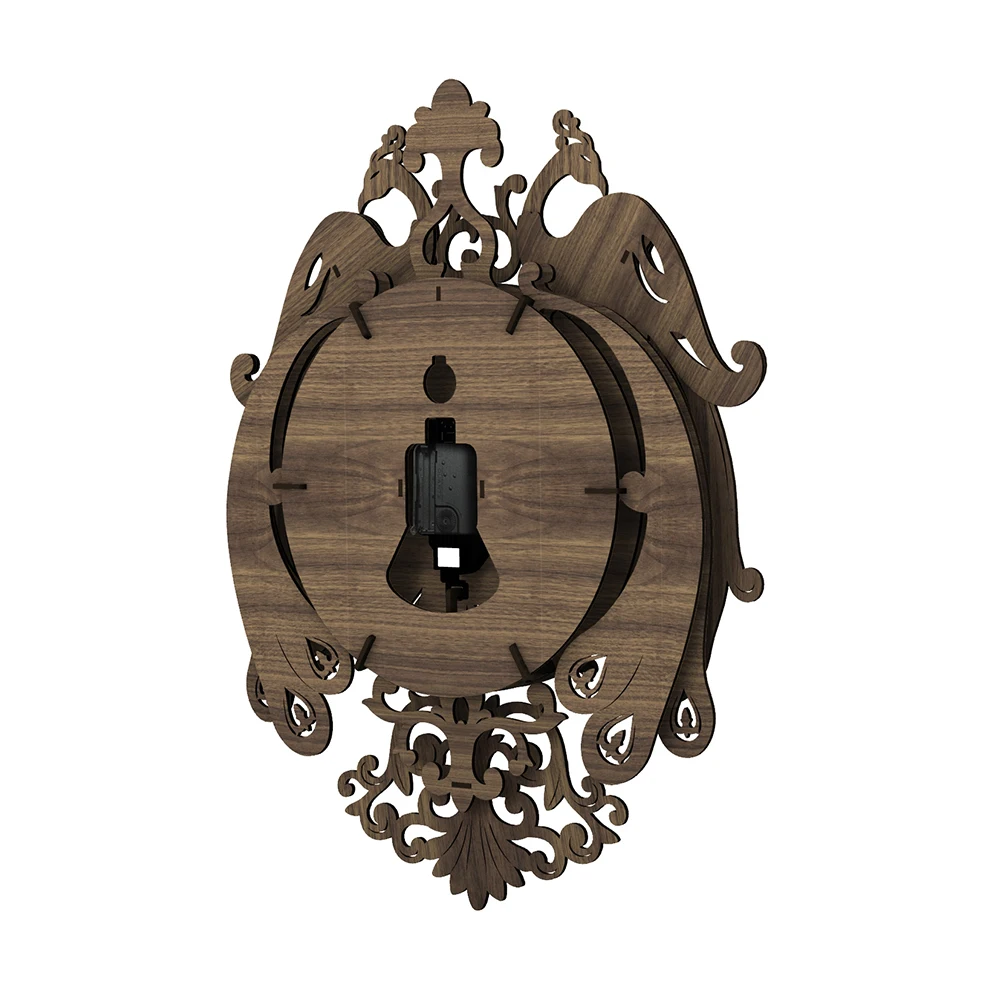 

DIY Laser Cutting 3D puzzle wooden wall clock 33 PCS model kit peafowl clock - Black Walnut Color/Oak Color