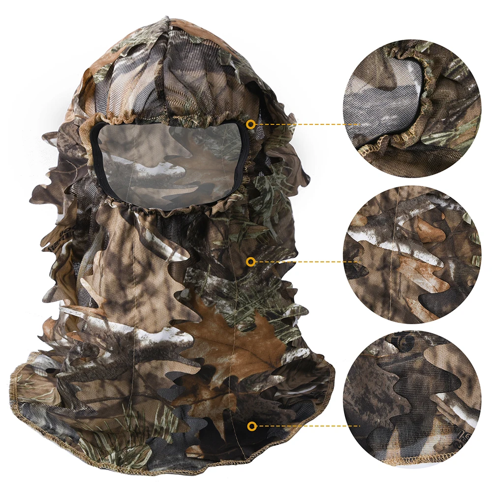 

Biomimetic Camouflage Hunting Mesh Headcover Anti-mosquito Breathable Hunting Bird Watching Headgear Cap Night Fishing Cap