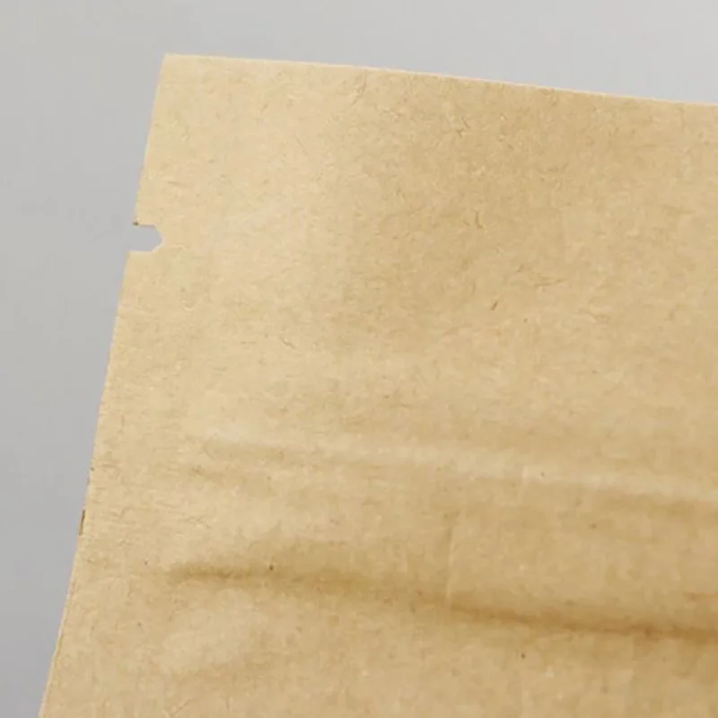 

50PCS High Capacity Side Gusset Packaging Kraft Paper Bag Stand Up Flat Zipper Pouches With Window