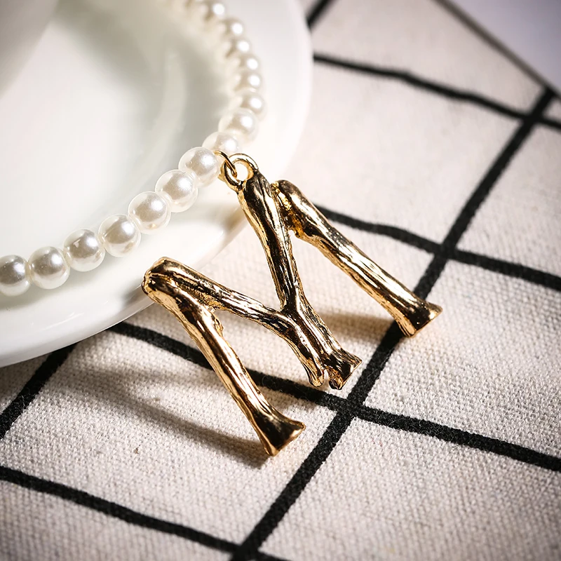 Женское свадебное ожерелье с жемчугом винтажное ручной работы буквенным принтом