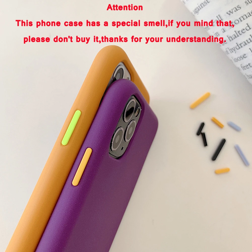 Solid Color Yellow Phone Case For iPhone 11 Pro Max XR X XS 7 8 6 Plus Soft TPU Matte Cover With 4 Random Buttons | Мобильные