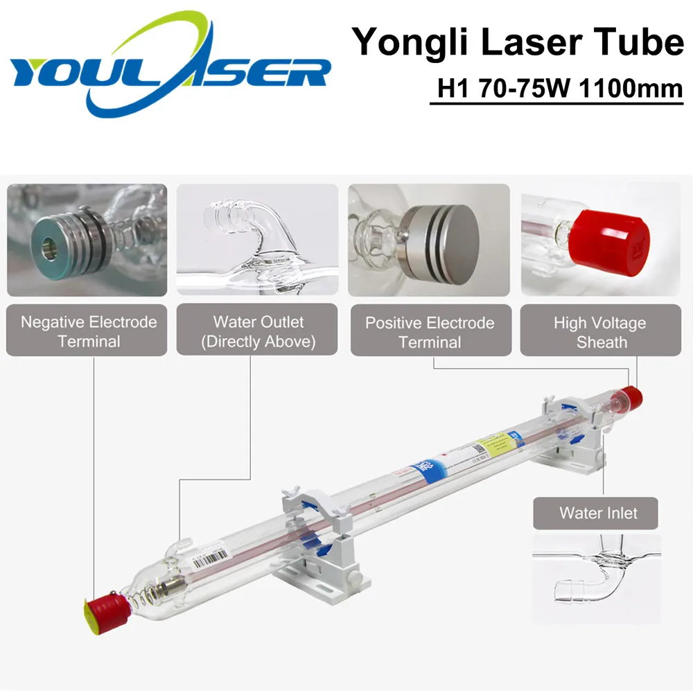 Yongli H серии H2 80 90 Вт CO2 длина лазерной трубки 1250 диам. 60 мм деревянная коробка