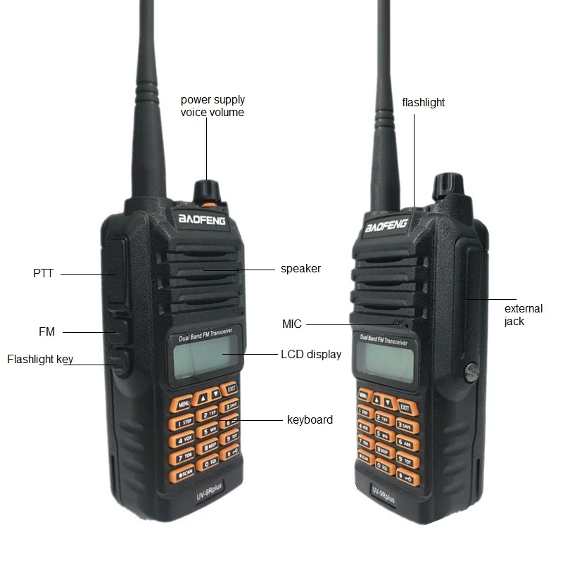2 шт. BAOFENG UV-9R PLUS 10 Вт рация Водонепроницаемая VHF UHF двухдиапазонный CB Ham