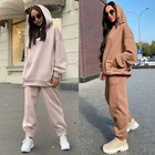 Костюм спортивный женский из двух предметов, Толстовка Оверсайз и штаны, Осень-зима, 2020