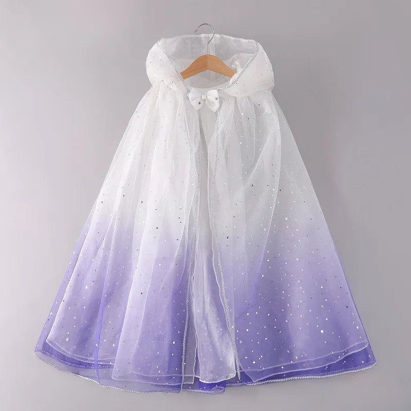 Girls Sequin Capes Cloak Girl Princess Costume Dress Up Kids Party New Year Costumes For Girl Halloween Princess Cloak images - 6